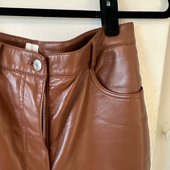 Aritzia Wilfred Melina leather pants size 8 cognac - Picture 6 of 7